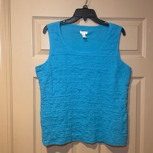Chico's Vibrant Blue Textured Scoop Neck Tank‎ Top, Size 2 (M/L)